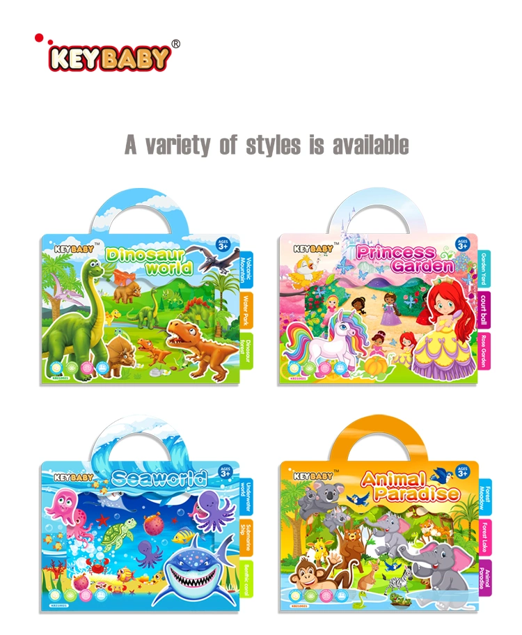 Keybaby Removable Vinyl Reusable Sticker Book Children Toys Set Activity Toys for Kids Customized