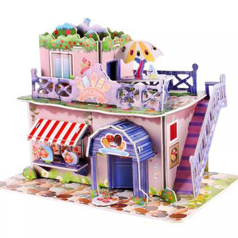 3D Stereo Puzzle Children&prime;s Puzzle Toys DIY Handmade Paper House Model for Boys and Girls Aged 3-6-8 in Kindergartens