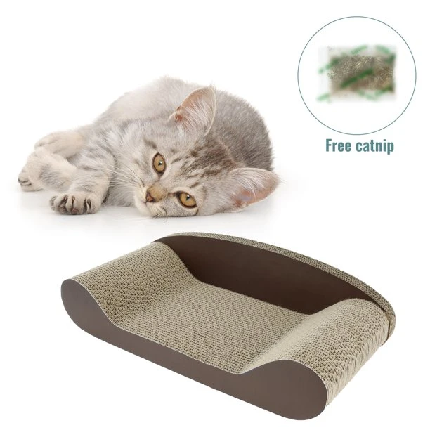 Cat Scratcher Cardboard Scratching Pad Corrugated Paper Lounge Bed Cat Sofa Durable Cardboard Lounger Toy for Indoor Cats Kitten Grinding Claws and Relax