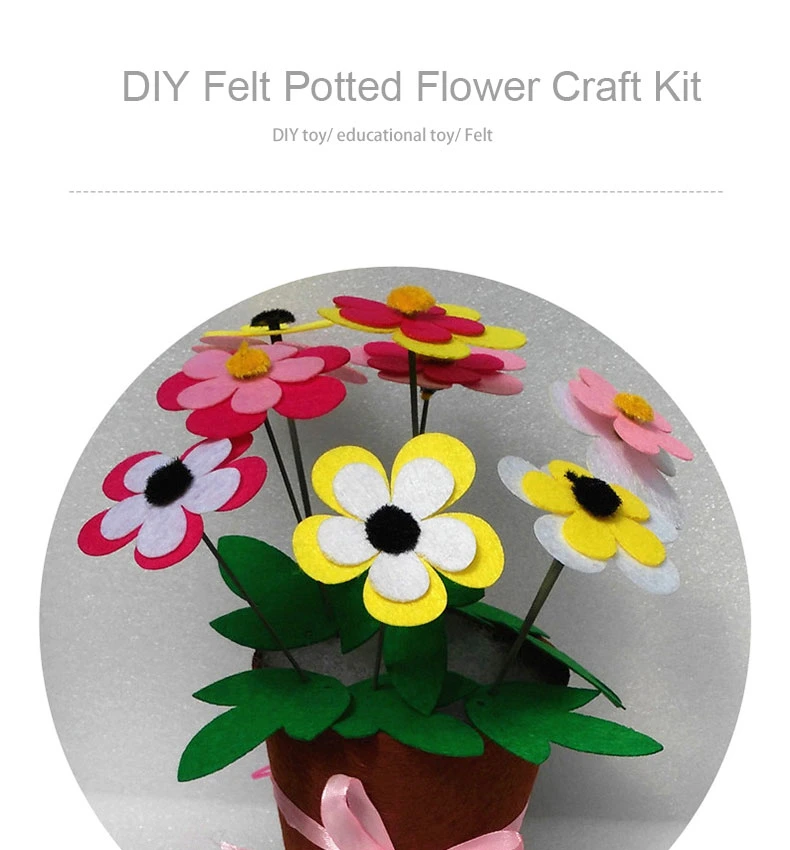 DIY Potted Flower Children Sewing Kit Creative Felt Craft Kit for Kids