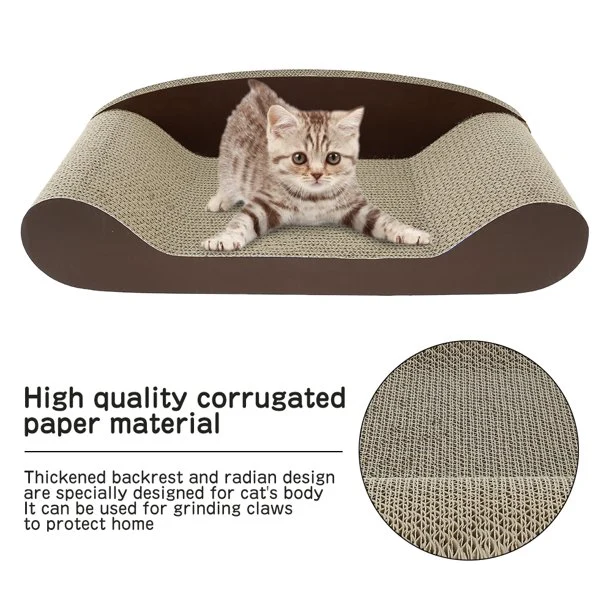 Cat Scratcher Cardboard Scratching Pad Corrugated Paper Lounge Bed Cat Sofa Durable Cardboard Lounger Toy for Indoor Cats Kitten Grinding Claws and Relax