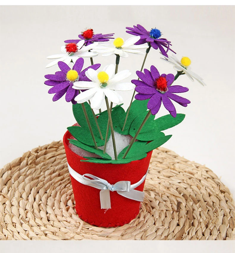 DIY Potted Flower Children Sewing Kit Creative Felt Craft Kit for Kids