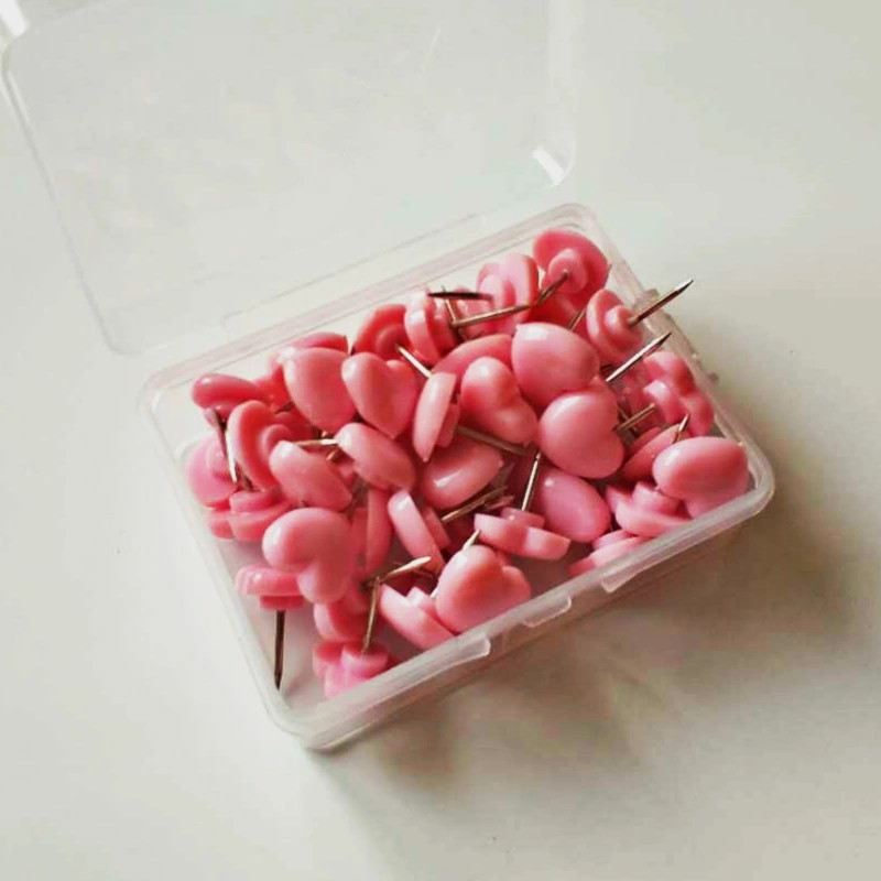 Creative Office Stationery Heart Shaped Plastic Pushpin Pink Love Pushpin