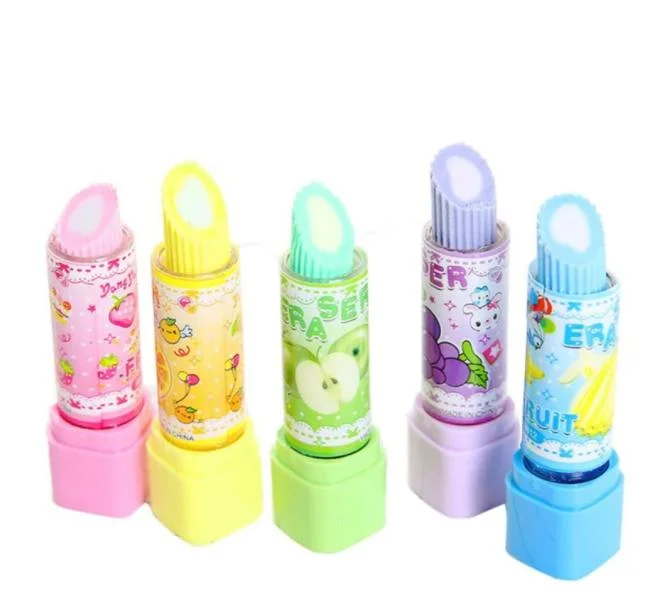 Ruunjoy Kids Creative Lipstick Rotary Rubber Eraser Kawaii Stationery Student Prize Children Gift Office School Stationery Supplies