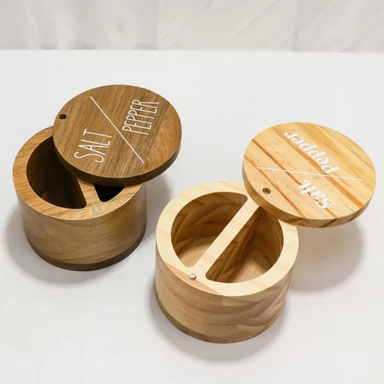 Hot-Selling Manufacturers Storage Portable Sliding Lid Crafts Wooden Salt and Pepper Box