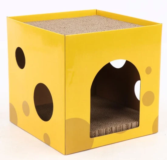 Custom Triangle-Shaped Box Cat Scratch Board Scratching Posts Corrugated Paper Box Cat House Toy